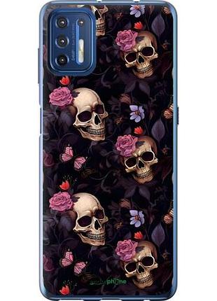 Чехол на motorola g9 plus черепа и розы моторола г9 плюс