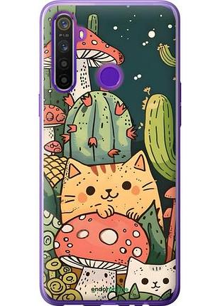 Чехол на realme 5 коты грибы риалми 5