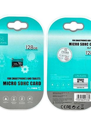 Карта памяти usams us-zb266 microsdxc 128gb (uhs-1 u3) (class 10) (r-90 mb/s, w-30 mb/s) для full hd и 4к
