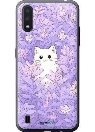 Чехол на samsung galaxy a01 a015f котик в цветах самсунг а01 а015ф