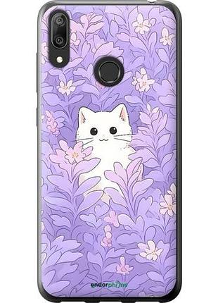 Чехол на huawei y7 2019 котик в цветах хуавей у7 2019