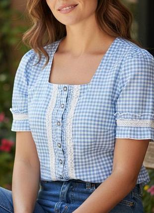 Класична сорочка з коротким рукавом під вінтаж винтаж  л 48-50 42-44 l xl рубашка блузочка блузка блуза клітинку клеточку
