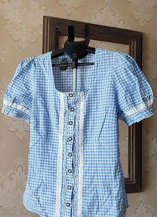 Класична сорочка з коротким рукавом під вінтаж винтаж  л 48-50 42-44 l xl рубашка блузочка блузка блуза клітинку клеточку 2