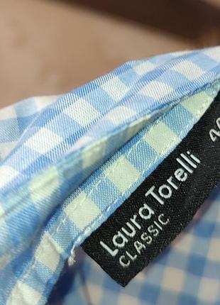 Класична сорочка з коротким рукавом під вінтаж винтаж  л 48-50 42-44 l xl рубашка блузочка блузка блуза клітинку клеточку 6