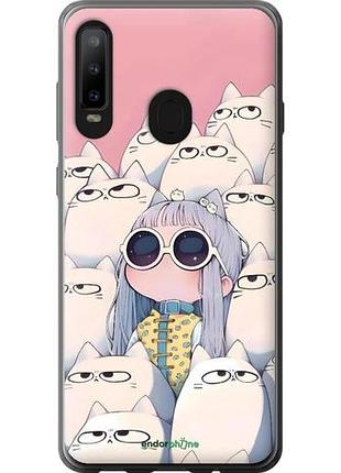 Чехол на samsung galaxy a8s милая девочка и коты самсунг а8с