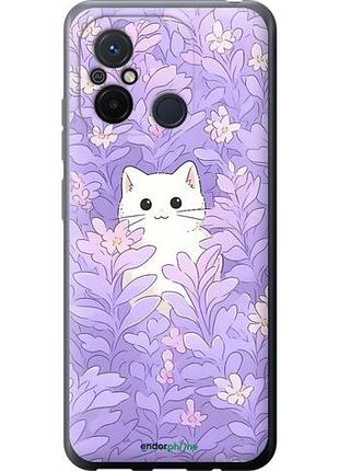 Чехол на xiaomi redmi 12c котик в цветах сяоми редми 12с