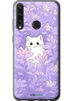 Чехол на huawei y6p котик в цветах хуавей у6p