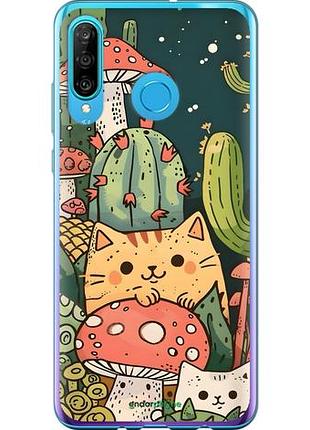Чехол на huawei p30 lite коты грибы хуавей п30 лайт