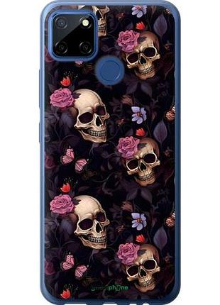 Чехол на realme c12 черепа и розы риалми с12