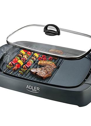 Электрогриль со стеклянной крышкой adler ad 6610 с антипригарной комбинированной поверхностью 3000 вт