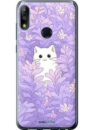 Чехол на asus zenfone max pro m2 zb631kl котик в цветах асус зенфон макс про м2 зетб631кл