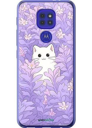Чехол на motorola g9 play котик в цветах моторола г9 плей