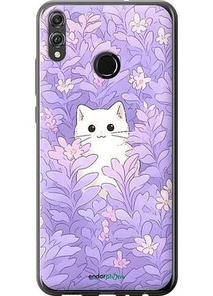 Чехол на huawei honor 8x котик в цветах хуавей хонор 8х
