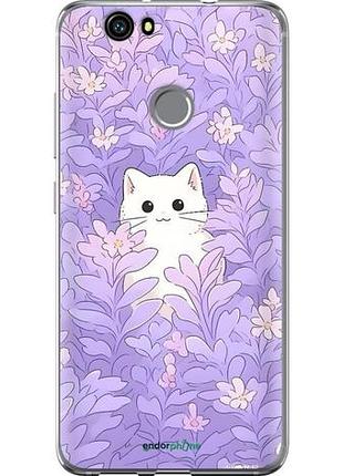 Чехол на huawei nova котик в цветах хуавей нова