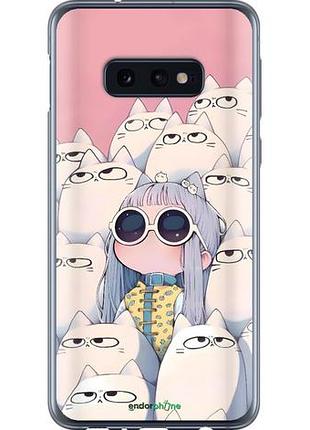 Чехол на samsung galaxy s10e милая девочка и коты самсунг с10e