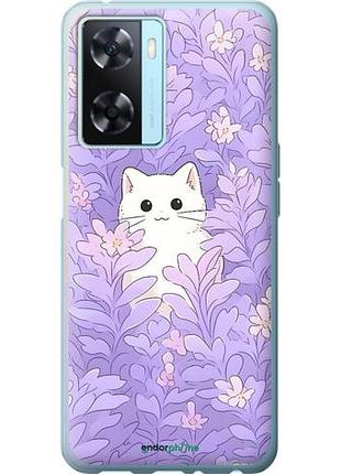 Чехол на oppo a57s котик в цветах