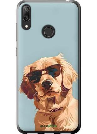Чехол на huawei y7 2019 пес в очках хуавей у7 2019