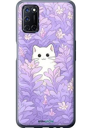 Чехол на oppo a52 котик в цветах
