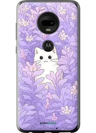 Чехол на motorola moto g7 котик в цветах моторола мото г7