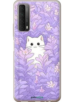 Чехол на huawei p smart 2021 котик в цветах хуавей п смарт 2021