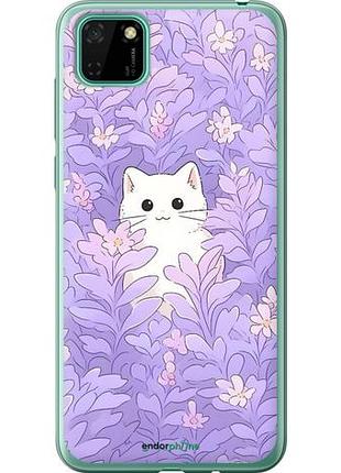 Чехол на huawei y5p котик в цветах хуавей у5p