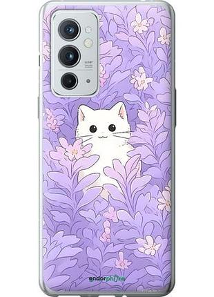 Чехол на oneplus 9rt котик в цветах