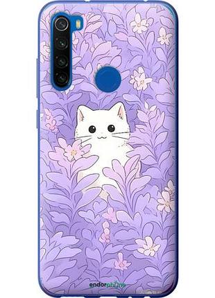 Чохол на xiaomi redmi note 8t котик у квітах