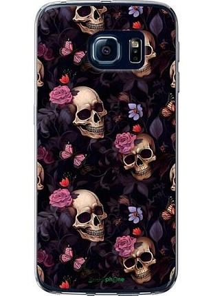 Чехол на samsung galaxy s6 edge g925f черепа и розы самсунг с6 эдж г925ф