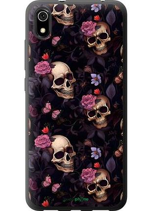 Чехол на xiaomi redmi 7a черепа и розы сяоми редми 7а
