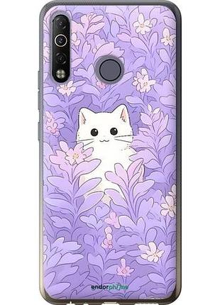 Чехол на tecno camon 12 air cc6 котик в цветах текно камон 12 аир сс6