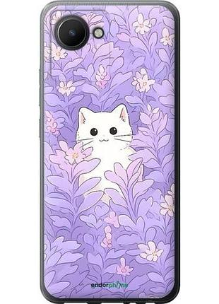 Чохол на realme c30 котик у квітах