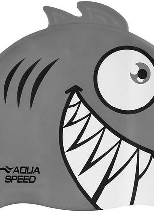 Комфортна силіконова шапочка aqua speed zoo pirana 9701 сіра