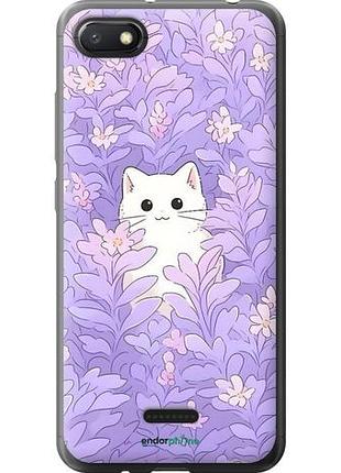 Чехол на xiaomi redmi 6a котик в цветах сяоми редми 6а