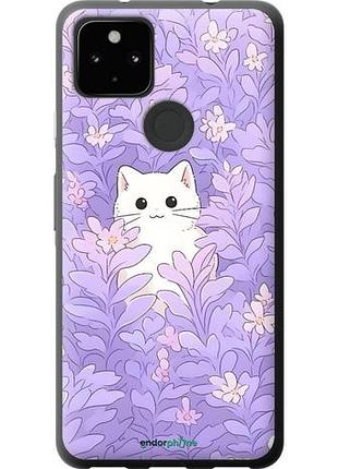 Чохол на google pixel 5a котик у квітах