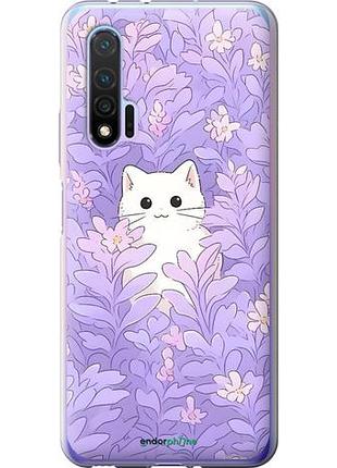 Чехол на huawei nova 6 котик в цветах хуавей нова 6