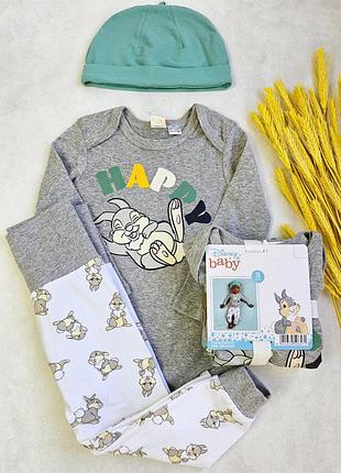 Боди костюмчик 3-ка disney baby 86-92 см мятно-серый