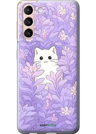 Чехол на samsung galaxy s21 котик в цветах самсунг с21