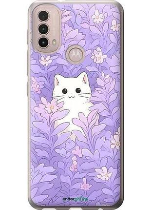 Чохол на motorola e40 котик у квітах