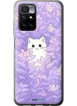 Чехол на xiaomi redmi 10 котик в цветах сяоми редми 10