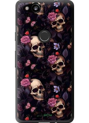 Чехол на google pixel 2 черепа и розы гугл пиксель 2