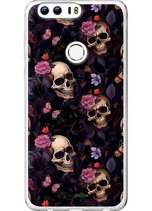 Чохол на huawei honor 8 черепа та троянди