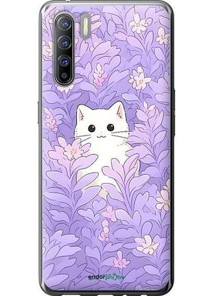 Чехол на oppo reno 3 котик в цветах оппо рено 3