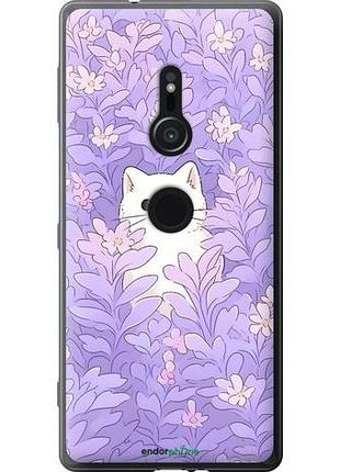 Чехол на sony xperia xz2 h8266 котик в цветах сони эксперия хз2 х8266
