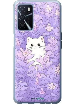 Чехол на oppo a16 котик в цветах оппо а16