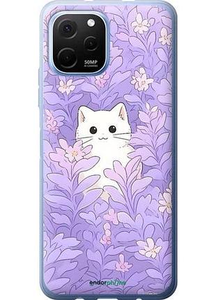 Чохол на huawei nova y61 котик у квітах