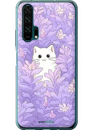 Чехол на huawei honor 20 pro котик в цветах хуавей хонор 20 про