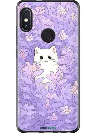 Чохол на xiaomi redmi note 5 котик у квітах