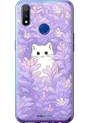 Чехол на realme x lite котик в цветах риалми х лайт