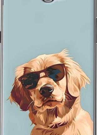 Чехол на samsung galaxy note 2 n7100 пес в очках самсунг ноут 2 н7100