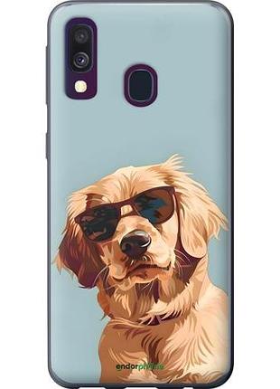 Чехол на samsung galaxy a40 2019 a405f пес в очках самсунг а40 2019 а405ф